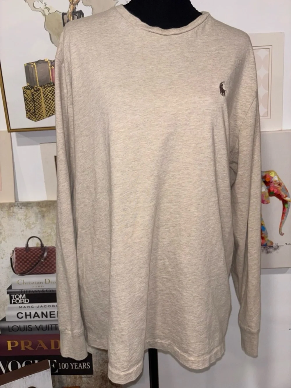 Polo by Ralph Lauren Beige Long-Sleeve Crewneck Shirt
